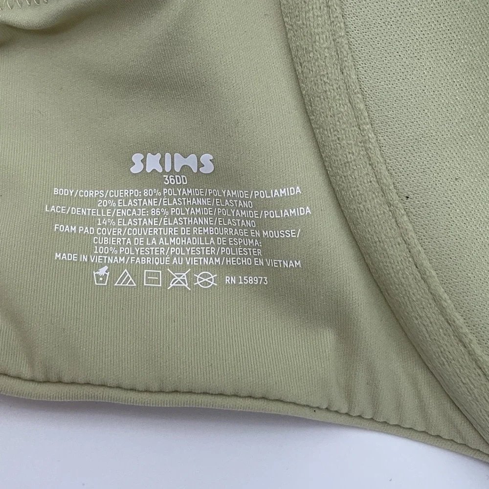 SKIMS Fits‎ Everybody Lace T-Shirt Bra Sage Multi Green 36DD BA-TSH-4668 NWT